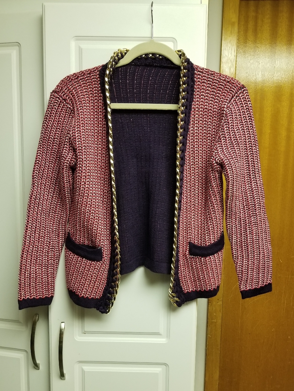 👙🦋Unbranded crochet knit open cardigan chained sweater with front pockets